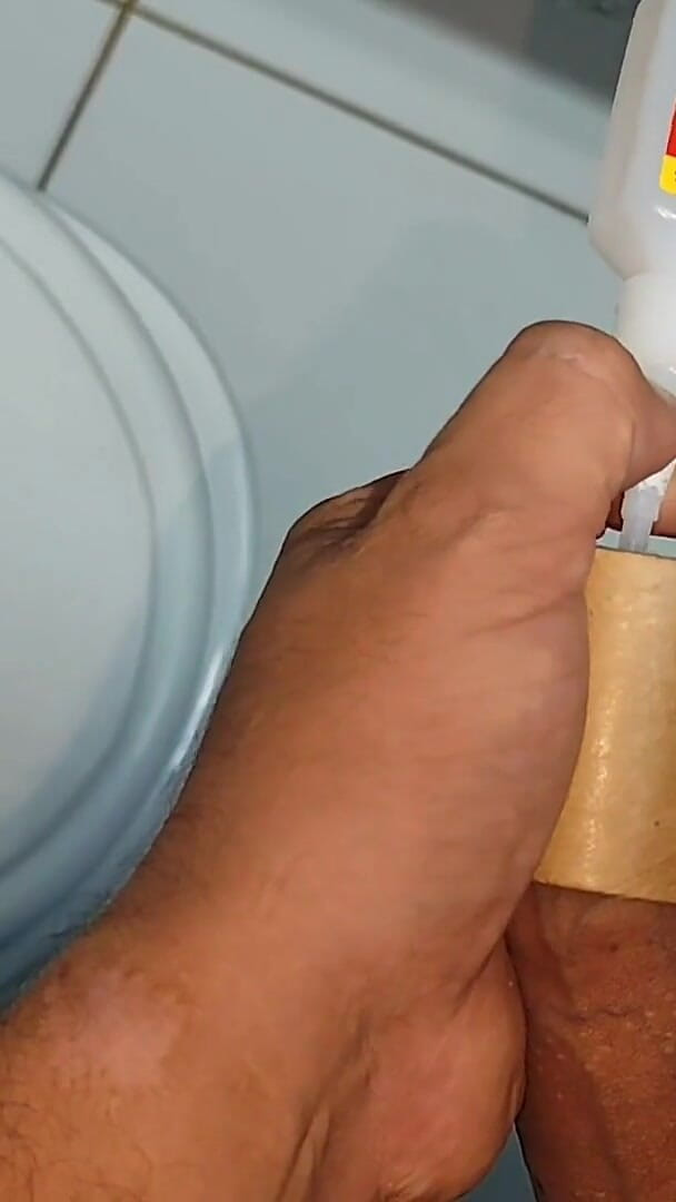 Super Hot Glue Secures the Dick to the Cock Ring. (Straight daddy club)