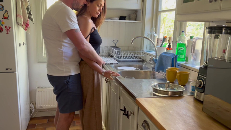 LoveAndRopes: Husband Gets Horny Watching Hot MILF Wife Doing the Dishes,...