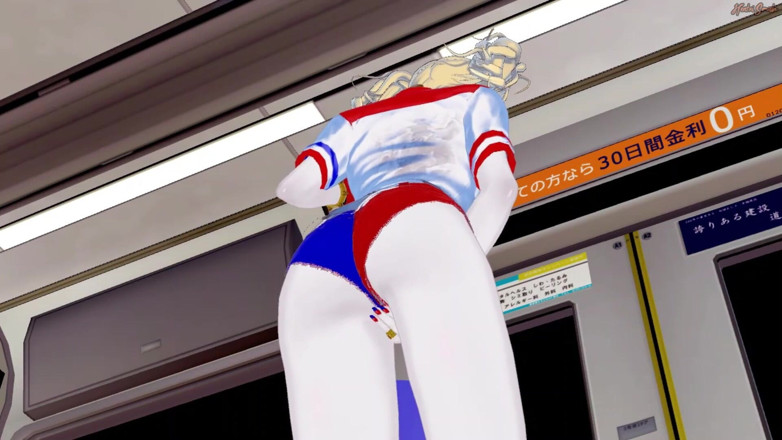 Hentai Smash: Harley Quinn si tře a prstí kundičku v metru - DC...