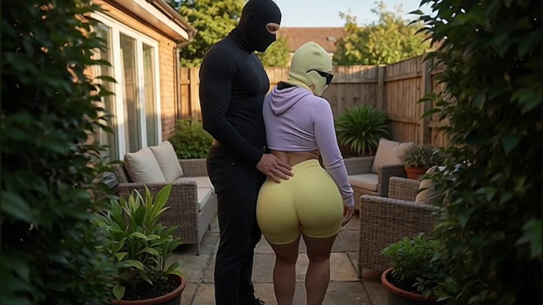 Animate golden: Tall Stepdad Pressing Petite Big Ass Stepdaughter in Backyard