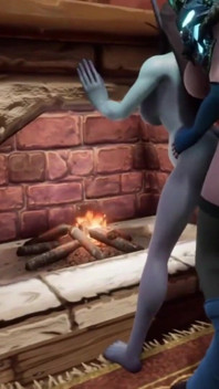 Shemale demon fuck pregnant elf in front of the fireplace