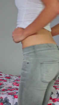 Skinny Brunette Strips and Touches Herself