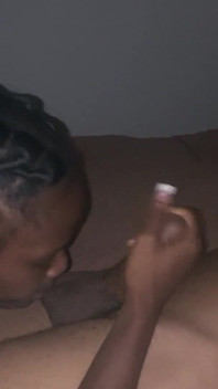 Ebony Teen with My Balls as She Sucks Them My Dick Slapped Her Face Then She Gives Me Sloppy Blowjob POV