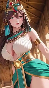 黄金の玉座にゆったりと座り、彼女はぼんやりとした傲慢な視線で豊かな胸を指でなぞる。