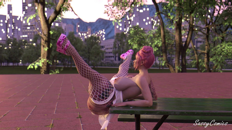 Sassy Comics Trans: Thot Skip School para foder ébano futa namorada em central Park.mp4