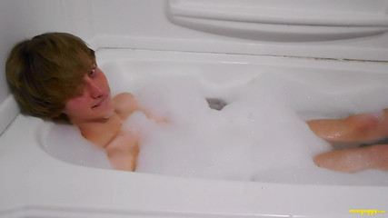 Age play handjob in the bathtub