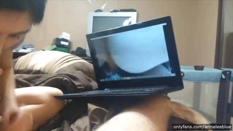 Annalee Blue: Amateur Wife Sucks and Jerks Cock While Watching Her Homemade...