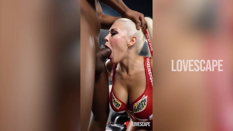 Lovescape: F1 Grid Girl Sucks &amp; Takes Facial on the Track