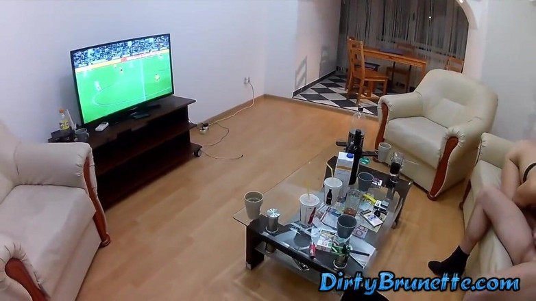 Dirty Brunette: Husband asks wife for a coffee and fuck her while...