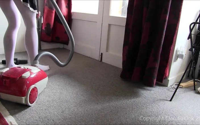 Claudia Kink: Vacuuming in White Pantihose