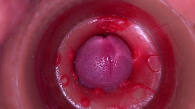 Creme sperm: Camera in vagina, baarmoederhals pov, creampie 4k