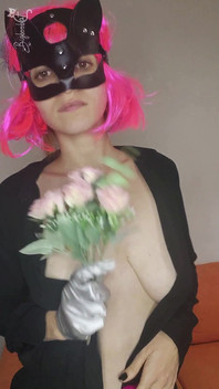 Feel My Excitement with My Kitty Mask and Natural Tits