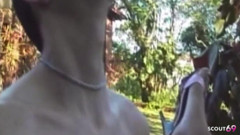 Blonde Kinky Shemale Agnes Fucked Anally Outdoors with a Condom thumbnail