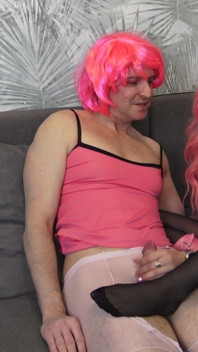 Perverse Pink Fetish Couple Enjoys Naughty Nylon Foot Sex Games!
