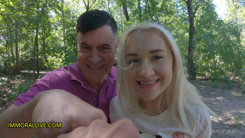 Immoral Family: Stepfather &amp; stepson tag team girl lost in woods! Marilyn Sugar...