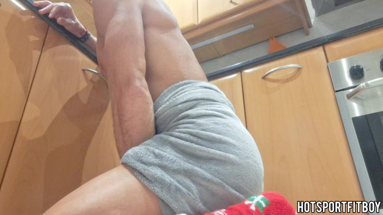 Hotsportfitboy: Hotsportfitboy Frotting Big Dick on Kitchen Counter - Loud Moans and...