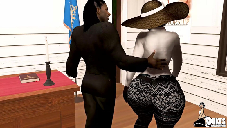 Dukes Hardcore Honeys: Mrs. Jiggles rides the pastors huge cock
