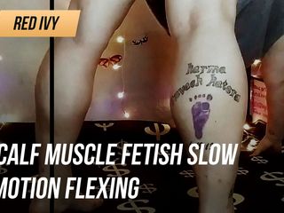 Red Ivy: Calf muscle fetish slow motion flexing