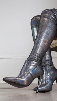 Gra w buty i chodzenie w Holo High Heel Uda High Boots (kolekcja butów) - Dame Olga 4K (718)