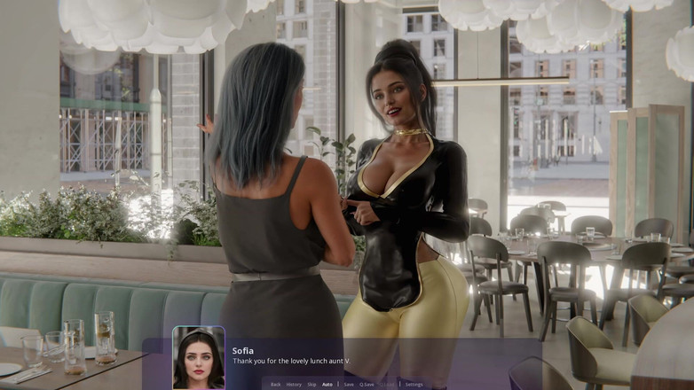 Hotgame Studio X: Hotwife Sofia - 第2天 - 会见阿姨V和面纱应用程序