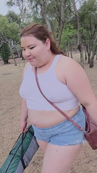 (censored/cut - No People Around) I Love Walking Around in Public with Cum on My Face and Showing off My Huge Ass