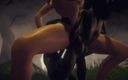 Wraith ward: Эльфу трахают две гоблины в тройничке в лесу | 3D порно