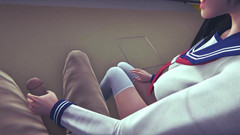 Waifu club 3D: Dziewczyna szarpie penisa w samochodzie kolejowym