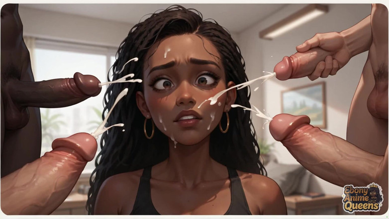 Ebony Anime Queens: Ebony Queen's Tropical Blowjob: najlepsze hebanowe porno XXX!