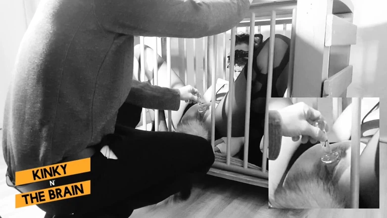 Kinky N the Brain: Good Pet Playing in Her Cage for Daddy