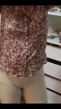 Colombian Mature Comes Home From Work Very Excited, Shows off and Touches Herself