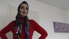 Lady Victoria Valente: Lady Victoria Valente Showed Elegant Satin Headscarves with a Red...