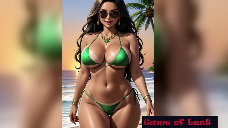 Game of Lust 3D: Gol ateşli desi kadınlar ateşli bikini plaj animasyonu