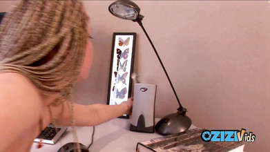 Zizi Vids: Long-haired college girl fucks herself with a big dildo