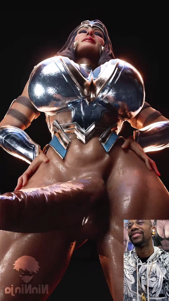 L6RD7BLU3 FUTA: Transgender wonder woman vinkar sin välsmakande fuktiga kuk framför ditt...