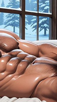 Ayah tiri yang dominan berbaring dan membelai dengan sensual. Garam dan pepper hairy chest