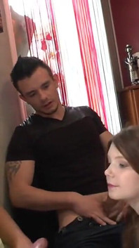 Pretty young brunette teenie student gets hard double teamed and her body cum covered by classmates