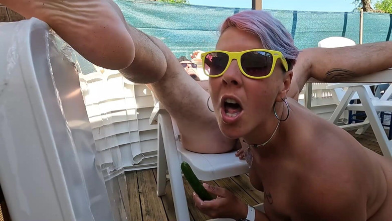 bekycarril: Sucking Cock and Balls While Pegging with a Cucumber