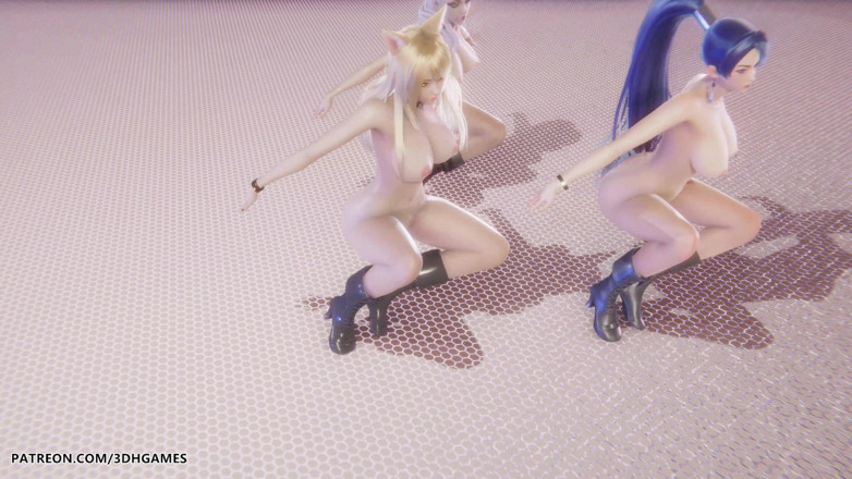 3D-Hentai Games: Kard - gunshot - Ahri, Kaisa &amp; Evelynn sexy naakte dans