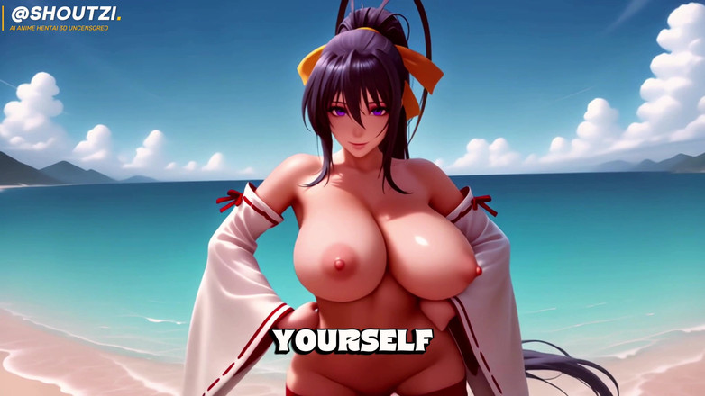 Shoutzi Anime Hentai3D Uncensored: Ai Akeno Himejima Sprawia, Że Jej Kremówka Cipki Pulse Na Plaży,...
