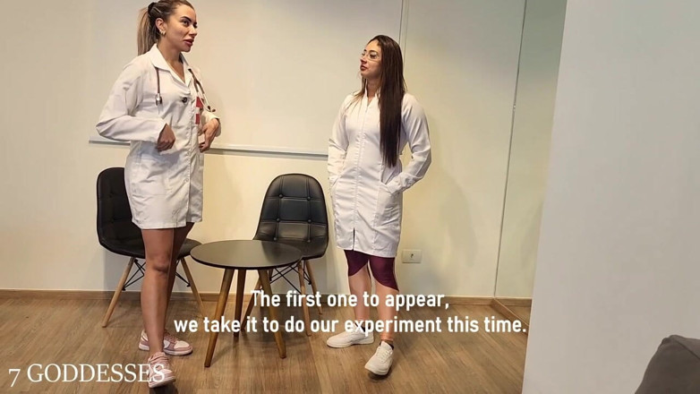 Queen Lytta ballbusting and cum lick: Nurse Scientists Experiment - Can a Man Cum After Being Kicked...