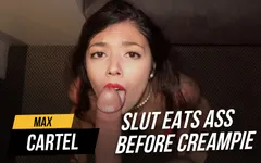 Latina slut eats ass before creampie