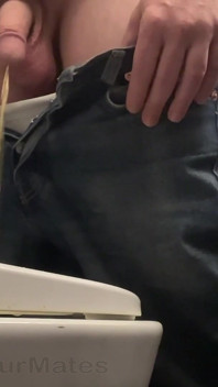 Amateur Straight Boy in Jeans Shorts with Big Hanging Balls Caught Pissing Hands Free