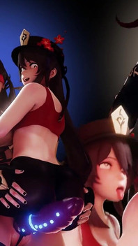 Hutao X Beidou Strap on Sex Genshin Impact Dragon Dildo Bad Dragon