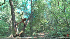 Men on Edge: Gefesselte göttin Dom Josh West wird tief im wald edging
