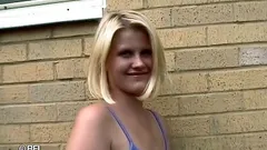 Nasty blonde gives a piss and gets a cumshot