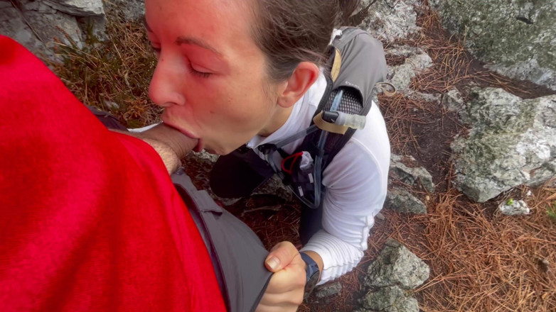 Dazzlingfacegirl: Suck stranger cock in forest and swallowed her cum