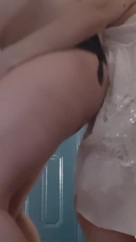 Passionately Fucking Girls in the Hallway with Two Strap-ons
