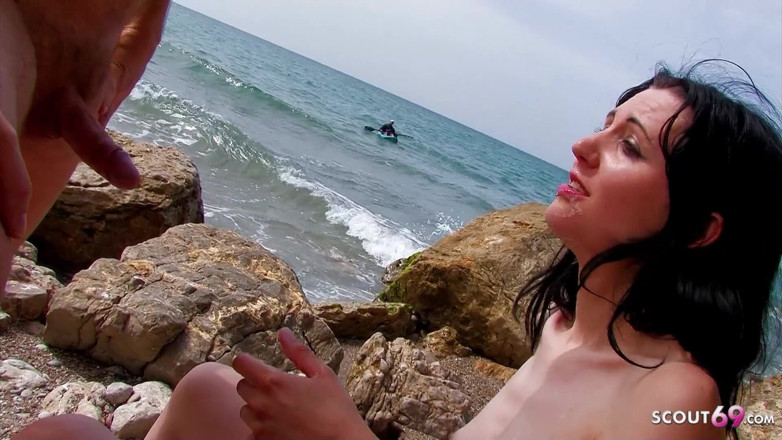Full porn collection: Skinny teen Vladana caught having rough beach sex with stepdad