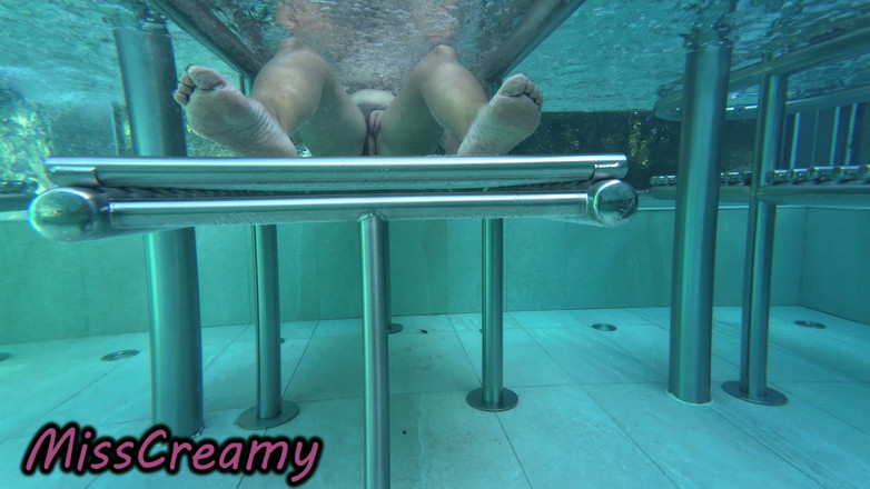 Miss Creamy: French Teacher Pussy Flash Public Pool Boy Helps Squirting Risky...