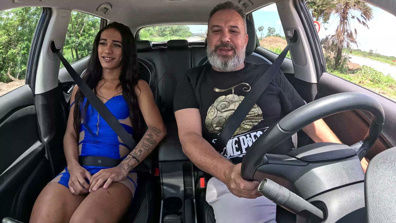 Carona do Ted Transexual: Pamela Rodrigues Předvádí tvrdého ptáka a stříká při jízdě ve...